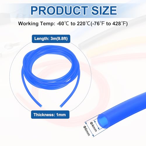 uxcell 4mm ID x 6mm OD Silicone Tubing, 9.8ft High Temp Silicone Air Tube Drip Irrigation Hose Pipe for Home Brewing Wine Beer Line and Aquaponics, Blue