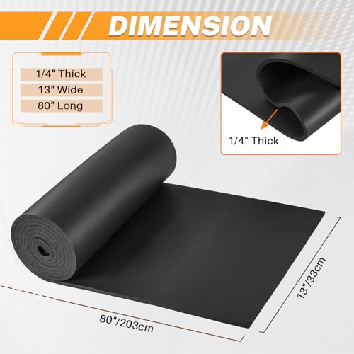 MAOPINER Sponge Neoprene Foam Rubber Sheet, Closed Cell Foam Sheet Padding Gaskets, Versatile Adhesive Neoprene Foam Sheets for DIY Projects and Crafts (1, Black, 1/4" Thick × 13" Wide × 80" Long)