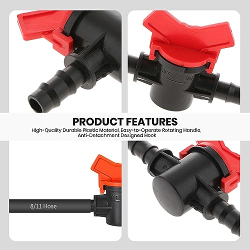 4PCS 3/8 Inch ID In Line Barbed Ball Valve Shut Off Switch for Drip Irrigation and Aquariums Control Water Flow with Hose Barb