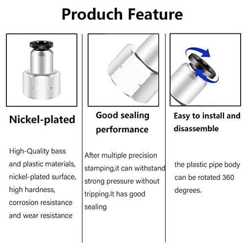 1/4 Female Npt Push to Connect Fittings,CEKER 5/32 Od x 1/4" NPT Female Thread Air Fittings 1/4 Quick Connect Air Lines Fittings Pneumatic Tubing Fitting Push in Connector 5Packs - size: 5/32" OD X 1/4" FNPT