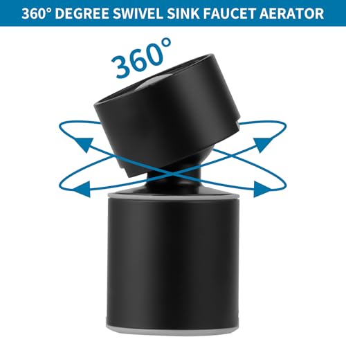 Hibbent NSF/ANSI/CAN 61 Certified Faucet Aerator, CUPC Certification 360° Swivel Kitchen Sink Aerator, 2-Flow Sink Sprayer Attachement, Faucet Replacement Part 55/64 Inch Female Thread - Matte Black - color: Matte Black, style: Classic 360 Degree Faucet A