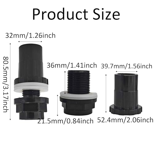 3PCS 32mm/1.26" PVC Aquarium Water Pipe Connector, Straight Tube Joint for Fish Tank Filter Systems, Universal Hose Fitting Accessories for Aquarium Plumbing - size: 32mm/1.26"