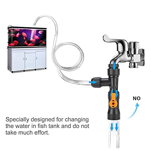 Balacoo Aquarium Water Changer Faucet Adapter – Bucketless 3-Way Valve & Filter for Gravel Vacuuming & Refill – Quiet Tap-Powered Cleaning Tool for Medium-Large Fish Tanks & Garden Hose