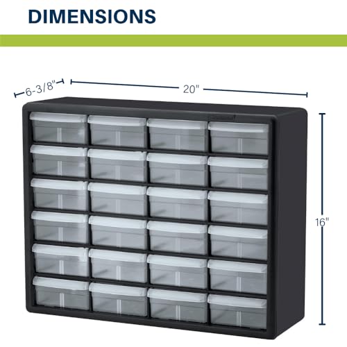 Akro-Mils 24-Drawer Plastic Storage Cabinet | 20" W x 6" D x 16" H | Black | Model 10124 | Garage Organization - color: Black, size: 24 Drawer, style: 2 pack