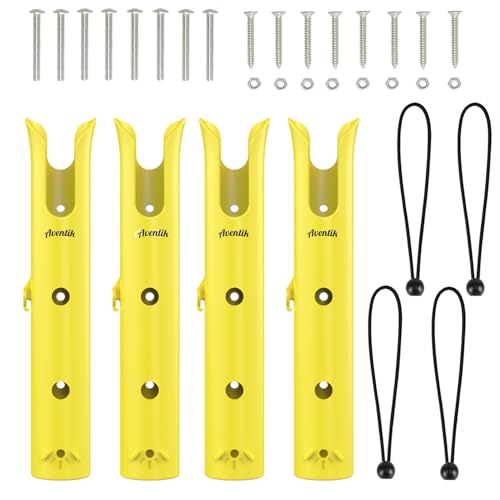 Aventik Tube Fishing Rod Holder Bracket Wall Mounted Boat Side Mount Tool Holder Tube Links with Screws 1/2/3/4/6 Pole Tube Fishing Rod Holders - color: 4-Pole Yellow