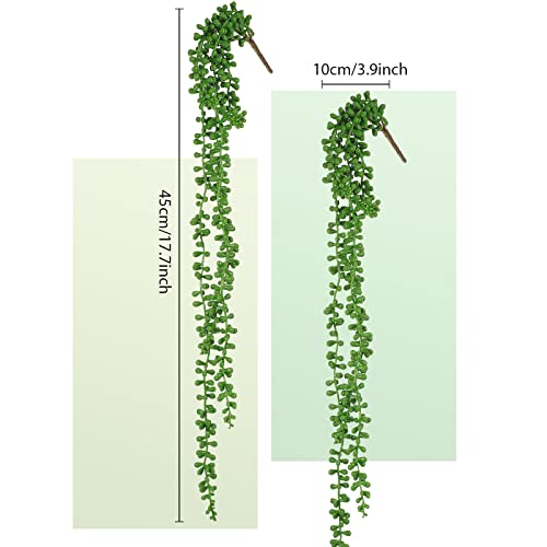 16 Bundles Artificial Hanging Plants Artificial Succulents Fake String of Pearls Fake Ivy Vine Greenery Boxwood Stems Fake Boxwood Shrubs Greenery Shrubs Boston Fern Plants for Indoor Outdoor Decor