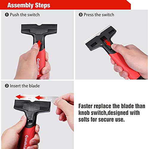 Goldblatt 2 Pieces Razor Blade Scraper with 20-piece Blades, Razor Scraper Tool, Razor Holder for Cleaning Glass Cooktop, Window, Decals, Stickers, Labels, Caulk, Adhesive, Paint Glue Removal