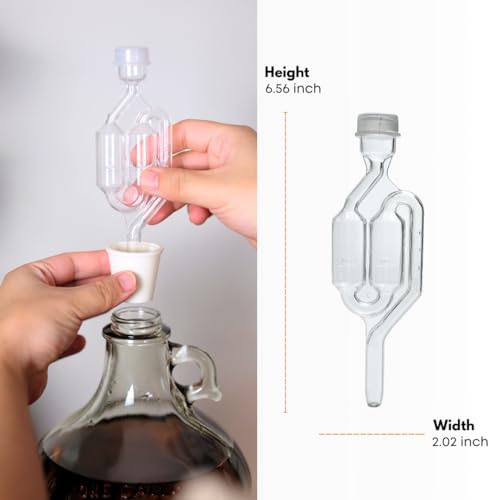 Fastrack Twin Bubble Airlock and Carboy Bung (2-Pack) | Fermentation Airlocks for Homebrewing Beer, Wine, Mead, and Kombucha