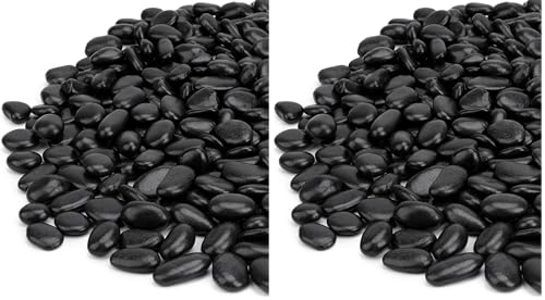 Mr. Fireglass 10 lbs Black Pebbles, 3/8" Natural Decorative Polished River Rocks Aquarium Gravel for Indoor Plants, Vases, Succulents and Outdoor Garden Landscaping (Pack of 2) - color: Black, size: 10 Pounds (Pack of 2)