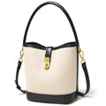 FOXLOVER Coated Canvas Bucket Crossbody Bags for Women Top-Handle Handbags Small Satchel Purse Trendy Twist Lock - color: Black