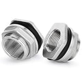 TAISHER 2PCS 304 Stainless Steel 1/2'' FPT Bulkhead Tank Connector Adapter Fitting with Gasket for Water Tank, Bathtub and Sink - size: 1/2"(304 Stainless Steel) with Gasket