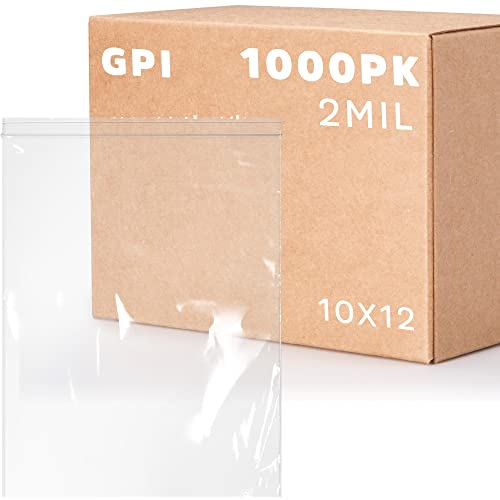 GPI - 10" x 12" 1 Gallon Zip Bags, 1000 Count, 2 Mil, Clear Plastic Reclosable Poly Baggies, with Resealable Zip Top Lock. for A4 Letter Size Paper, Apparel, Clothing, Food, Home & Office Supplies. - size: 10" x 12"