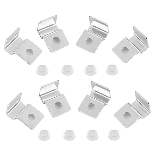 Fockety Stainless Steel Aquarium Lid Clips, Clear Acrylic Fish Tank Cover Support Clamps with Silicone Buffer Pad for 5mm Rimless Aquarium Glass