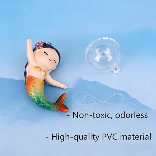 Floating Mermaid Aquarium Ornament, Handcrafted Cute Mermaid Statue with Floating Ball, Colorful PVC Resin Fish Tank Decor for Home Aquariums & Desktop Water Features (Colorful) - color: Colorful
