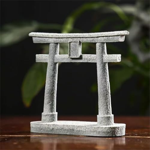 livelyfish Japanese Shinto Torii Gate Statue Asian Fish Tank Decor Sandstone Pagoda Figurines for Aquarium Decoration, L - size: Large