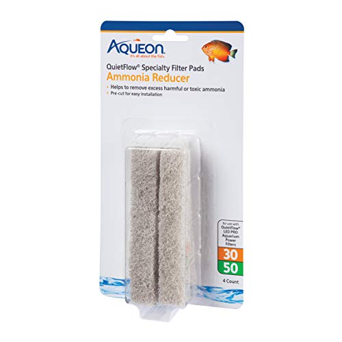 Aqueon QuietFlow LED PRO Ammonia Reducer 4 Count Filter Pads for Model 30 and 50 - size: For Model 30 and 50, style: Ammonia