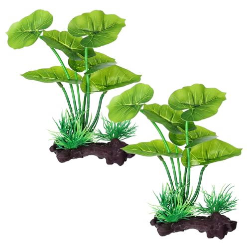 2 Pack Silk Fish Tank Plants, Artificial Aquarium Plant 6-Inch Betta Leaf Hammock Silk Aquarium Plants with Driftwood Base for Betta Fish Tank Accessories, Goldfish Reptiles