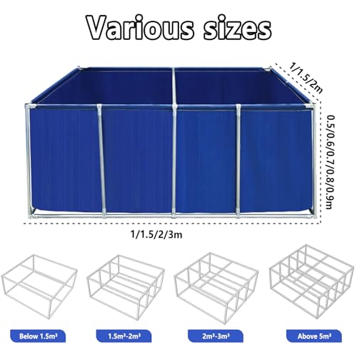 Large Outdoor Fish Holding Tank with Drain Valve, Canvas Fish Pond.Outdoor Above Ground Fish Holding Tank Large PVC Aquarium Pool with Steel Frame for Koi Fish & Turtles Durable Blue Pond Li - color: Green, size: 3×3×0.5m(9.8×9.8×1.6ft)