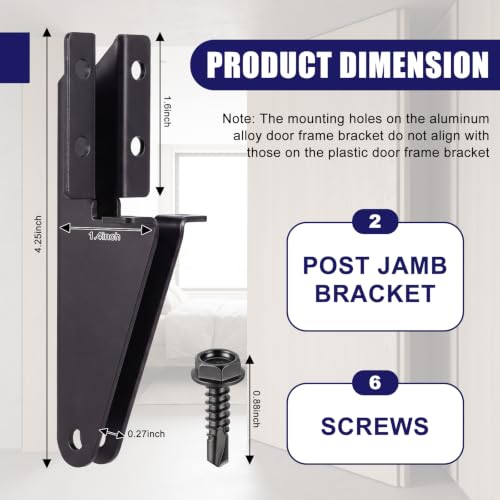 1 Pcs Aluminum Jamb Bracket Aluminum Screen Door Closer Bracket Storm Hardware Replacement Parts for Door Closers (Black) - color: Black
