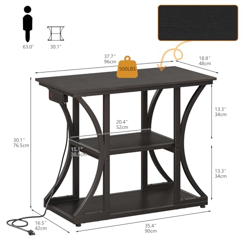 50 Gallon Aquarium Stand with Power Outlets Fish Tank Stand with 3-Tier Storage Shelves Display Stand for Turtle Tank Shelves Metal Frame Stand for Living Room Office Entryway(Black) - color: Black