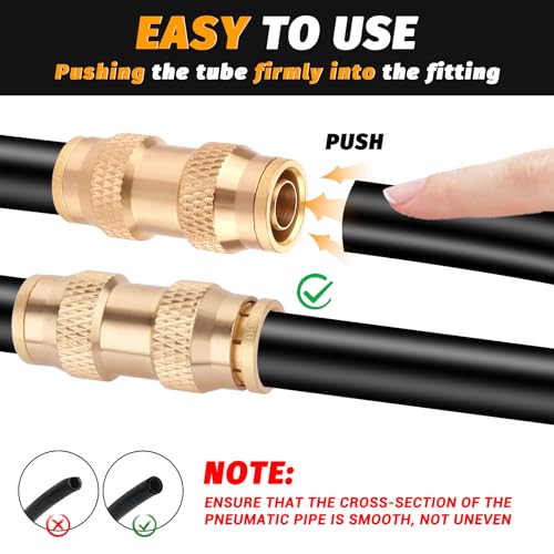 10PCS 3/8" Air Brake Line Fitting DOT Approved, Quick Push to Connect Union Fittings Air Brake Union 3/8" Tube OD for Trucks Trailers and Industrial Use - color: 10PCS-DOT Push-to-Connect, size: 3/8" Od