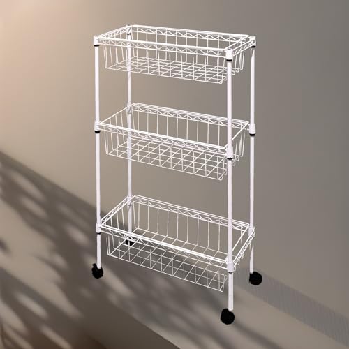 NSF white 3-layer storage rack, kitchen basket rack, vegetable tableware sorting, laundry room dirty clothes storage, detachable storage basket, multifunctional household epoxy resin - size: 3-White DIY basket