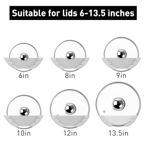 Universal Pot Lid Organizer for Cabinet, 5 Pcs Pan Lids Organizers Inside Cabinet Door Wall Mount Pots Top Storage Rack Holder for Kitchen, Fits 6" to 13.5" (5pcs black) - color: 5pcs black