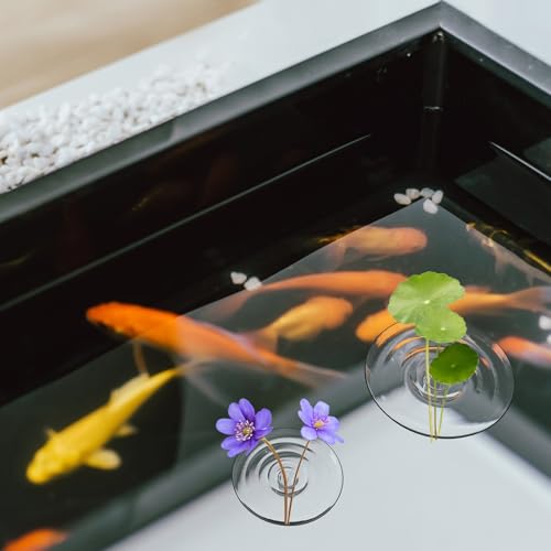 SnowTing 10 PCS Mini Floating Aquarium Plant Holder, Clear Plastic Round Simple Style Fish Tank Fixing Ring for Small & Single Flower Water Plants (OD 2.76'' and 2'')