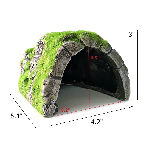 M2cbridge Aquarium Decorations Fish Hideout House Betta Cave with Green Lifelike Moss (Betta Rock Cave) - style: Betta Rock Cave