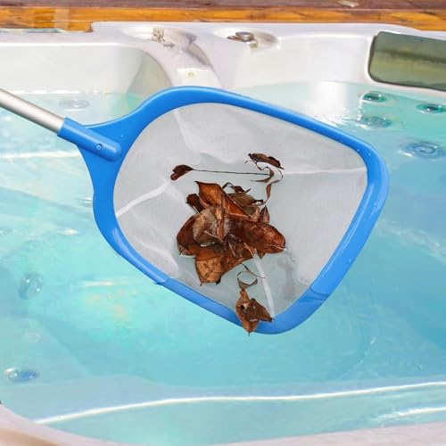 TidyMister Hot Tub Skimmer Spa Net with 12'' Aluminum Pole Ultra Fine Mesh Net Handy Leaf Skimmer for Small Above Ground Pools Pick Up Fine Debris Lightweight Net - size: 12inch