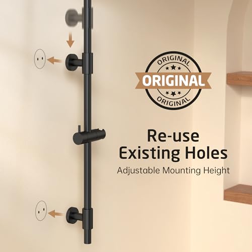 KES 30-Inch Matte Black Shower Slide Bar with Adjustable Handheld Shower Head Holder for Bathroom Wall Mount 18/8 Stainless Steel, F209S78-BK - color: Matte Black, style: 30.7-Inch+Drill Mounted
