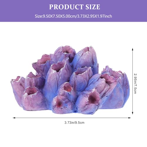 Balacoo Aquarium Coral Decoration, Realistic Resin Coral Ornament, Small Aquarium Accessories Hideout for Bettafish Shrimp - Fish Tank Reef Decorations (Purple)