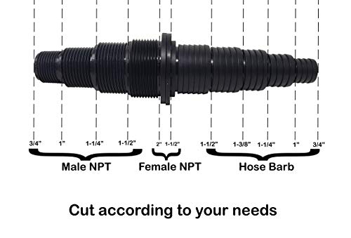 Sealproof Pond Tubing Pump Fitting, 30 Configurations, Works with Most Pumps, Fish Safe, Black - size: 1 Pack