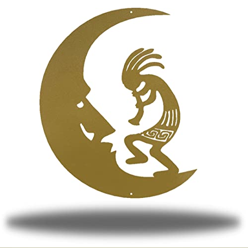Riverside Designs Kokopelli Wall Art Steel Outdoor Decor | Heavy-Duty and Waterproof | Made in USA (Gold, 18" L x 14.5" W) - color: Gold, size: 18"L x 14.5"W