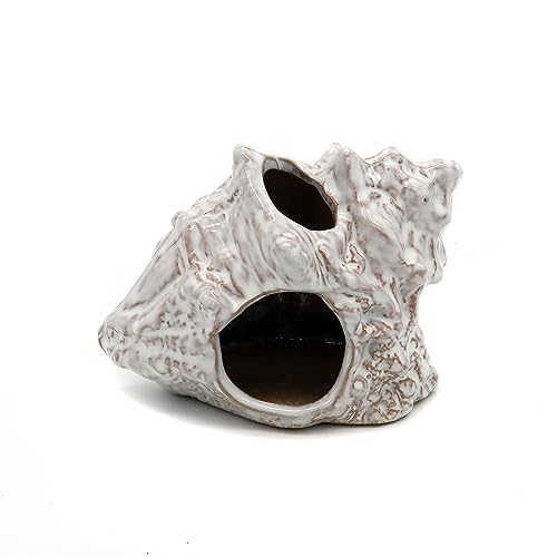 Aquarium Decoration Cave Ceramic Sea Shell Decor Hiding for Betta Fish Tank | Rock Cave Decor For Shrimp Cichlid