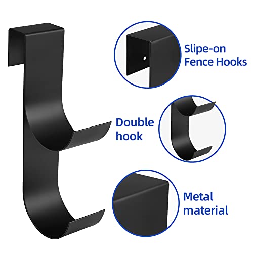 codree 2 Pcs Pool Fence Hooks for Pool Equipment- Black Heavy Duty Fence Hooks for Pool Poles- Slipe-on Fence Hanger for Pool Hose Pool Skimmer, Fit 3/4 Inch to 1-1/4 inch Railing - color: Black-2