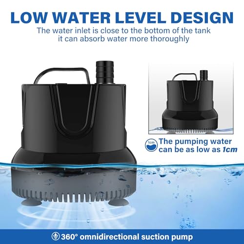 Simple Deluxe 1056GPH Submersible Water Fountain Pump, (4000L/H, 85W) Quick Water Change Aquarium Pump, 13ft High Lift, for Fish Tank, Pond, Hydroponics, Black - size: 1056 GPH (New Model)