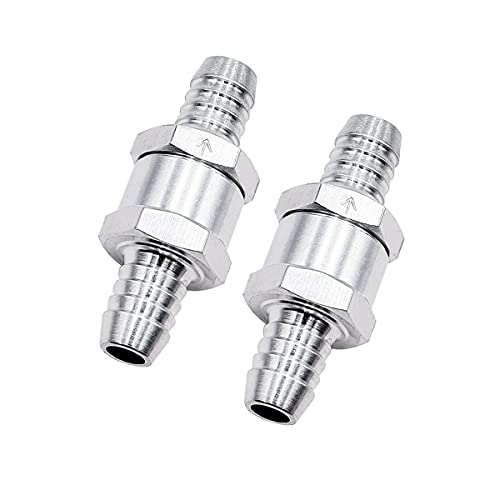 mxuteuk 2Pcs 1/2" 12mm Aluminium Silver Non Return One Way Check Valve with 4Pcs 10-16mm Universal Adjustable Hose Clamps for Fuel Petrol Diesel Line Oil M-H-032-12mm - color: Silver, size: 1/2" 12mm
