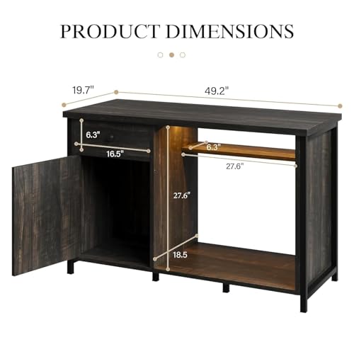 4ever2buy 55-75 Gallon Fish Tank Stand with Power Outlets, LED Light, Heavy Duty Aquarium Stand with Cabinet for Fish Tank Accessories Storage, for Turtle Tank, Reptile Terrarium, 1100LBS, Oak - color: Dark Oak