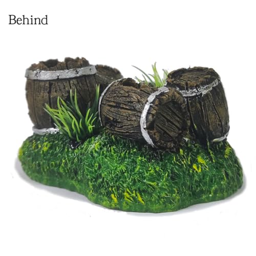 OMEM Fish Tank Decorative Landscaping Ornament Wine Barrel Resin Craft 5 Barrels Set with Fish Shrimp Hideout for Aquarium