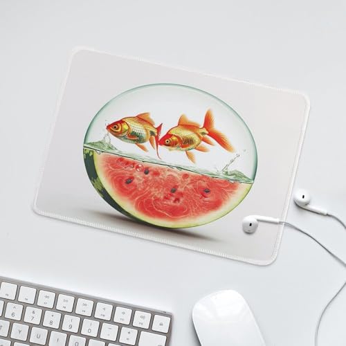 Mouse Pad Computer Mousepad Fish Tank and Watermelon Mouses Mat for Desk Washable Mouse Pad with Non-Slip Rubber Base Gaming Mousepad for Office Laptop
