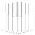 10-Packs Premium Straw Cleaner Brush in Mixed Sizes, 8IN Long Reusable Stainless Steel Cleaning Brushes Set with Soft Sturdy Nylon Bristles for Metal Straws, Sippy Cups, Tumblers & Bottles