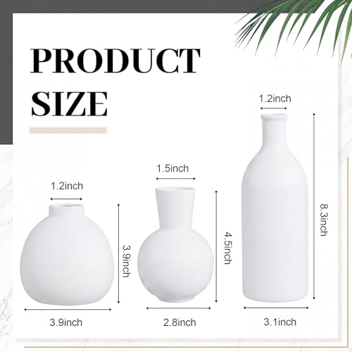 6 Pieces Ceramic Vase Set for Table Centerpieces Decor Include Wood Chain Link Bead Garland Boho Rustic Serving Tray for Home Table Living Room Dining Decoration(White) - color: White