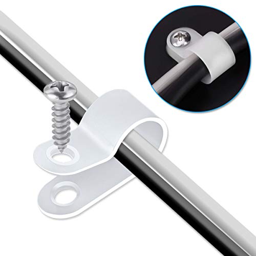 LOKMAN 50 Pack 3/4 Inch Rope Light P-Style Mounting Clips with Compatible Stainless Steel Pan Head Phillips Screws - size: 3/4 50+50