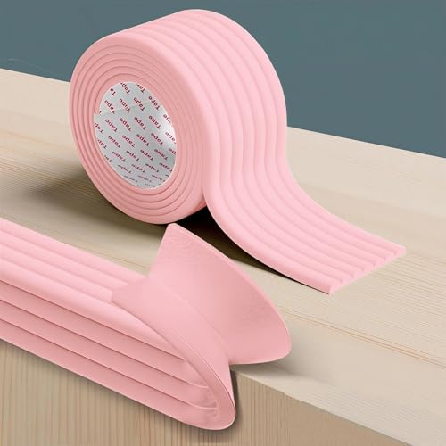 Edge Protector for Baby, Desk Edge Cushion, Extra-Wide Soft Rubber Foam Padding, Baby Proofing Edge Corner Protectors Self Adhesive Furniture Corner Guard Bumper for Table 6.5ft Pink - color: Pink, size: 200*8*0.8cm
