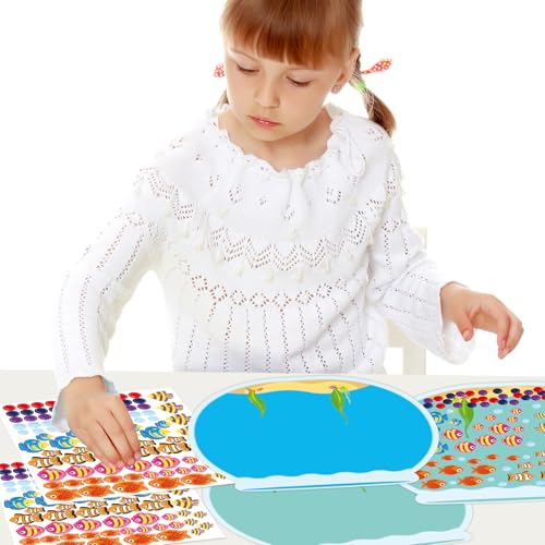 Fancy Land 16 Make Your Own Fish Tank Stickers with Cardboard Backgrounds 14.2 X 11 Inch Summer School Kids Classroom Project Party Activities Graduation End of Year
