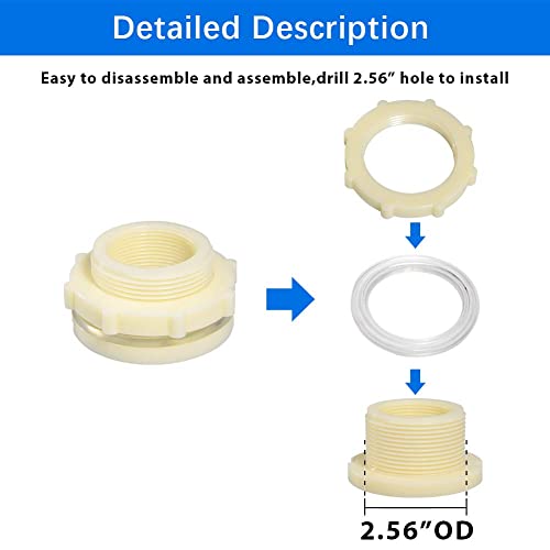 Quickun 1-1/4" ABS Bulkhead Water Tank Connector Adapter Fitting Thru-Bulk Pipe Fitting (Pack of 4) - size: 1.25 Inch, style: Set of 4