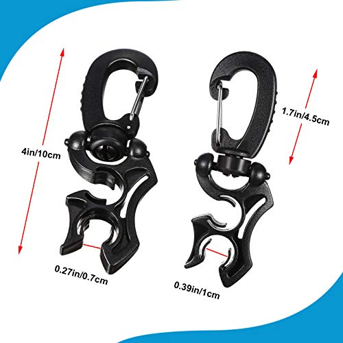 Weewooday Scuba Dive Hose Holder Clip Accessories Diving Gear Holder Double Bcd Hose Clip with Snap Hook Buckle for Snorkeling - color: Black