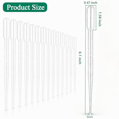 moveland 3ml Disposable Plastic Dropper Pipettes, Calibrated Dropper Suitable for Science Laboratory, DIY Art (15) - size: 3 ML