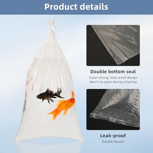 50 Pcs Pet Fish Bags, Aquarium Fish Transporting Containers, Shipping Containers for Live Fishes, 3 Mil Thick (50)